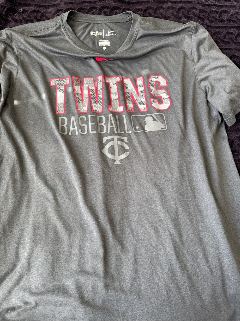 Nike Gray & Red Twins Baseball Short Sleeve Tee